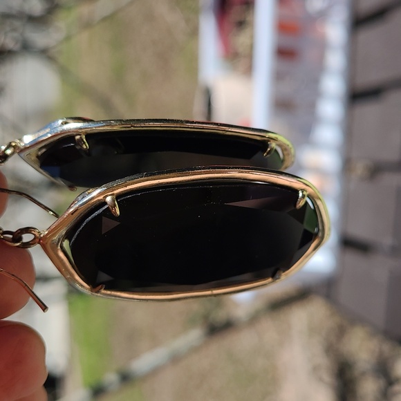 Retired Kendra Scott GABBY drop earrings black  iridescent slate gold plated VTG - Picture 7 of 11